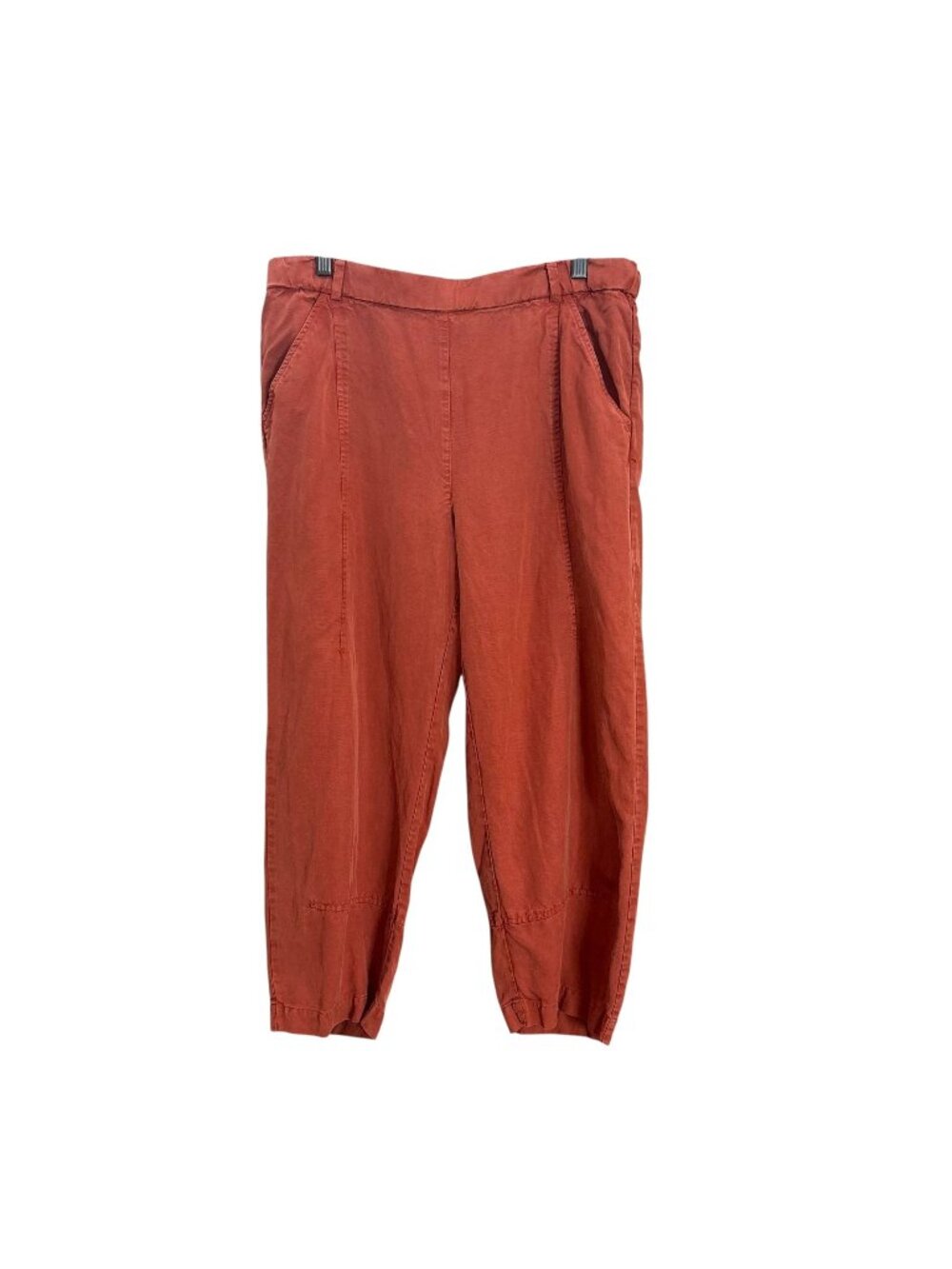 Eileen Fisher Rusty Red Pull On Wide Leg High Rise Tencel Linen Pants Medium